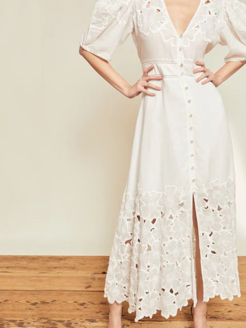 VERONICA BEARD Hope White Floral Embroidered Dress Sz 10 RUNS SMALL
